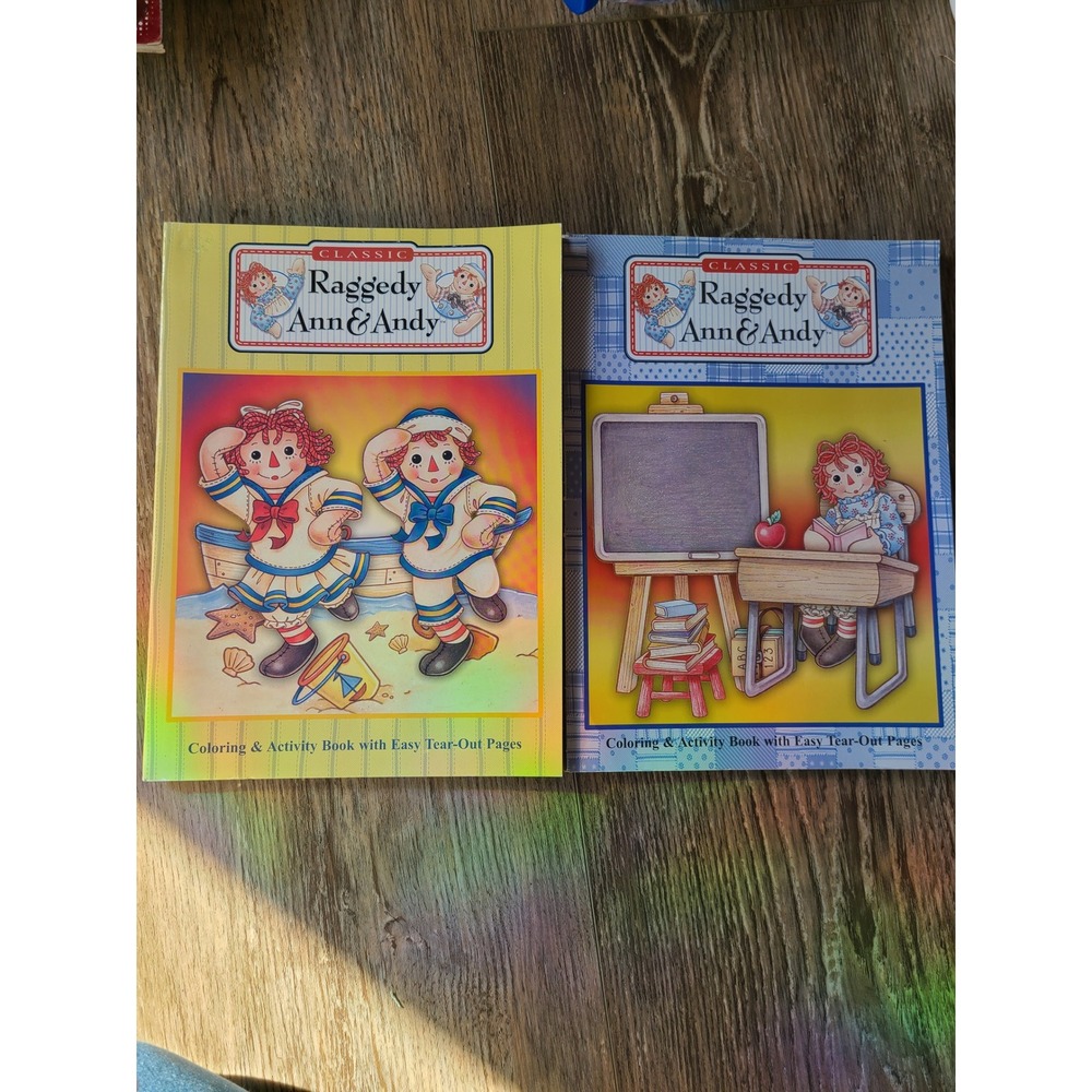 Raggedy Ann and Andy Coloring Activity Book Set 2 Vintage Style Easy Tear Pages